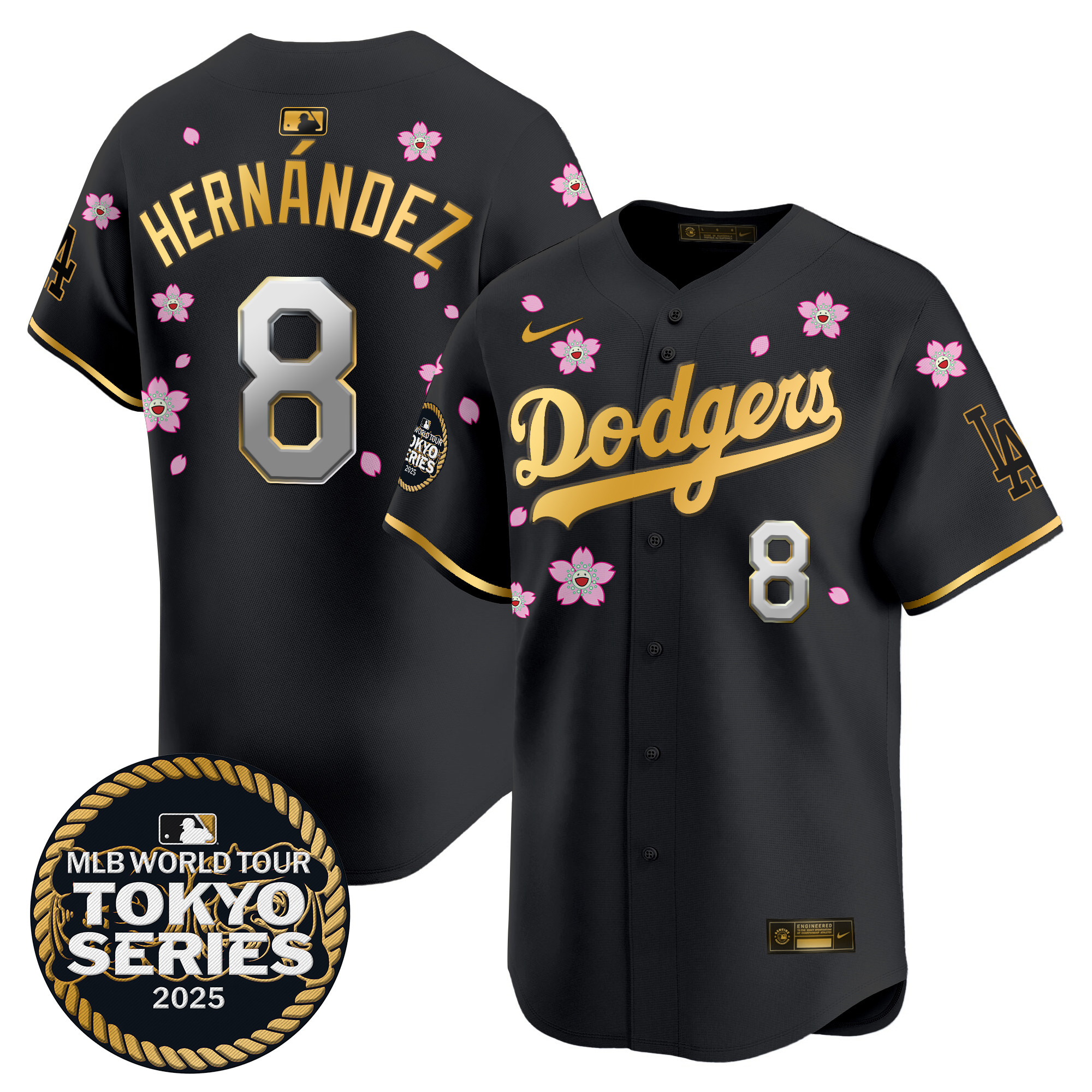 Men Los Angeles Dodgers #8 Hernandez Tokyo Series black Limited Stitched 2025 Jersey